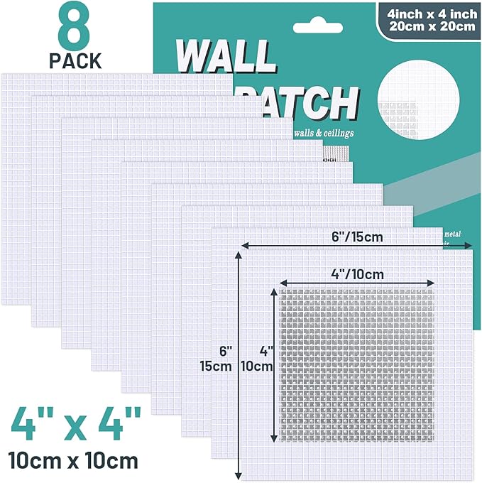 Mckanti 8 Pack 4 Inch Drywall Repair Kit, Aluminum Drywall Patch Wall Repair Patch Kit, Large Hole Patch Repair for Drywall,Heavy Duty Dry Wall Hole Repair Patch