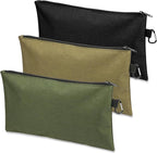 3 Pack Tool Bag Zipper Pouch, Premium Tool Pouch, Utility Multipurpose Storage Organizer Tool Pouches with Carabiner Metal Zipper for Tools, Stationary, Pencil Pouch (3 Pack, Tan, Navy Green, Black)