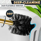 Stainless Steel Toilet Brush and Holder Set Gold & Square Design - Corrosion and Scratch-Resistant Gold Toilet Brush and Holder Set with Splash Protection - for Deep & Effective Bathroom Cleaning