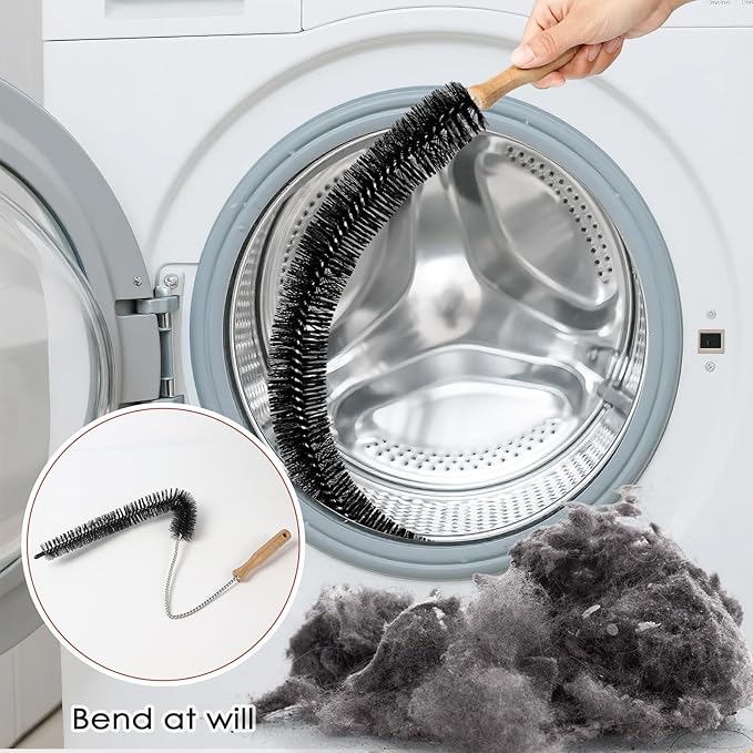 Dryer Vent Cleaner Kit, 2 Pack Dryer Lint Brush, 30 Inch Long Flexible Lint Remover, Refrigerator Coil Cleaning Brush, Home Essentials (Long-Style)