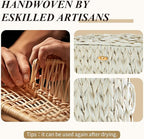 Toilet Paper Storage Basket with Lid,Toilet Paper Holder, Wicker Storage Basket with Built-in Handles for up to 6 Mega Rolls, Baskets Bathroom Accessories (Butter Milk)