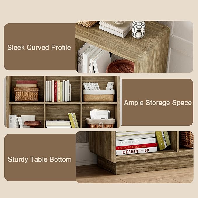 ChooChoo 6 Cube Storage Organizer, Wooden Bookcase with Storage, Cube Storage Bookshelf for Bedroom and Home Office, Rustic Oak