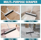 KOLLIEE Floor Squeegee 59" Adjustable Long Handle Professional with Hook Water Squeegee Foam Blade for Concrete Floor Tile Pet Hair Floor Wiper Grey