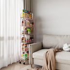 6 Tier Slim Rolling Storage Cart with Wheels, Metal Mobile Shelving Unit Organizer Utility Cart for Office Bathroom Kitchen Laundry Room Narrow Places (Pink 6 Inches)