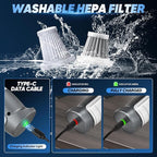 Saker Car Vacuum Cleaner Portable Cordless 14000PA,3 in 1 Handheld Car Vacuum with Brushless Motor One-Click Dust Removal for Cars,Office and Home Cleaning Dark Gray Silver