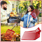Lasnten 6 Pack Manure Fork Replacement Heads 12 Tines Heavy Duty Pitchfork Heads with Screws & Nuts Durable Horse Manure Rake for Picking up Grass Hay Animal Waste(Red)