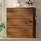 BORNOON Shoe Cabinet with 2 Flip Drawers, Slim Narrow Shoe Storage Cabinet, Freestanding Shoe Organizer with Adjustable & Removable Shelves, Top Display Shelf for Entryway, Hallway, Foyer, Closet
