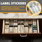 SpaceAid Bamboo Drawer Dividers with Inserts and Labels, Kitchen Adjustable Drawer Organizers, Expandable Organization for Home, Office, Dressers, 10 Dividers with 24 Inserts (17"-22" Black)