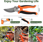 3-in-1 Weed Puller Tool Set with 60" Adjustable Long Handle, Manual Weeder Rake, Garden Hoe & Pruning Shears | Heavy Duty Stainless Steel for Vegetable Gardening, Lawn, Backyard & Farm