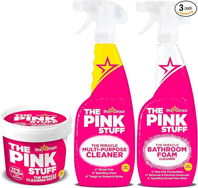 Stardrops - The Pink Stuff - The Miracle Cleaning Paste, Multi-Purpose Spray, And Bathroom Foam 3-Pack Bundle