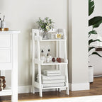 UTEX 3-Tier Ladder Shelf, Bathroom Shelf Freestanding, 3-Shelf Spacesaver Open Wood Shelving Unit, Ladder Shelf (White)