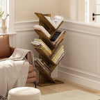 Furinno Tree Bookshelf 7-Tier Floor Standing Tree Bookcase, Amber Pine