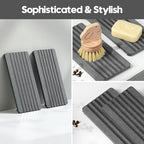 2PCS Diatomite Quick Stone Drying Tray Mat For Bathroom & Kitchen Counter, Instant Dry Water Absorbent Drink Bar Coaster,Vanity Sink Caddy Organizer,Dish Soap Sponge Holders, Charcoal,8"x3.8"