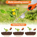 Weed Puller Tool, Manual Portable Stainless Steel Weeder Puller Tool, Crack Weed Remover Gardening Tools for Garden Farm Backyard