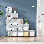 Neprock Cube Storage Organizer,16-Cube Shelf Closet Organizers and Storage Shelves,Book Shelves Wardrobe Clothes Organizer for Clothing Storage,Yarn Storage and Room Organization (Transparent White)