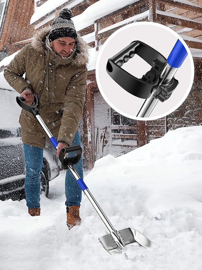 Garden Shovel Handle Attachment, Labor Saving Tool Grip for Back Saver, Work with Garden Shovels, Snow Shovels, Rakes, D Grip Ergonomic Handle Replacement, Black