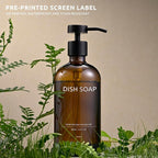 Glass Soap Dispenser Set by Janxin,Bathroom Soap Dispenser Set with Ceramic Tray,Luxury Bathroom Accessories,Modern Kitchen Decor (Amber(Dish Soap))