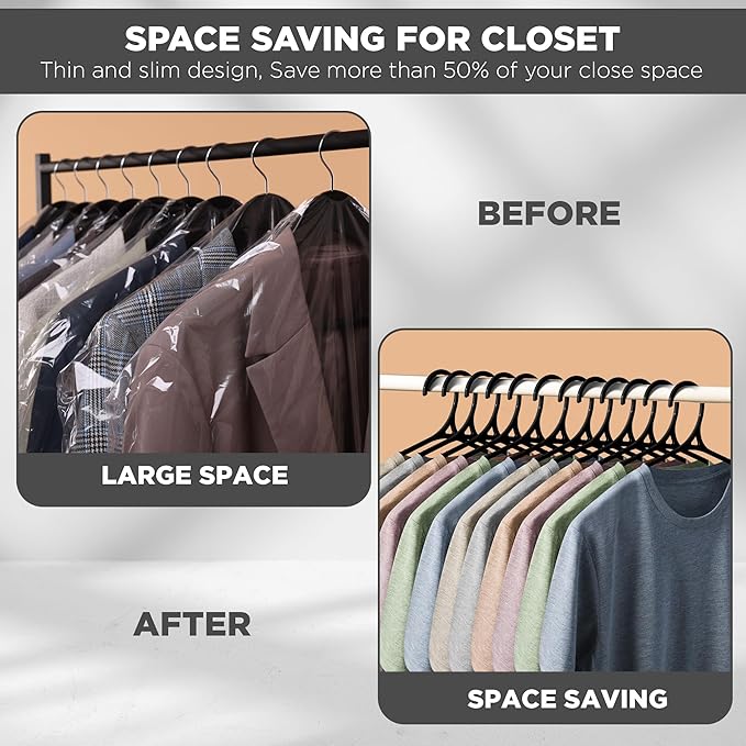Utopia Home Clothes Hangers - Standard Plastic Hangers Space Saving - Durable Coat Hangers 50 Pack (Black)