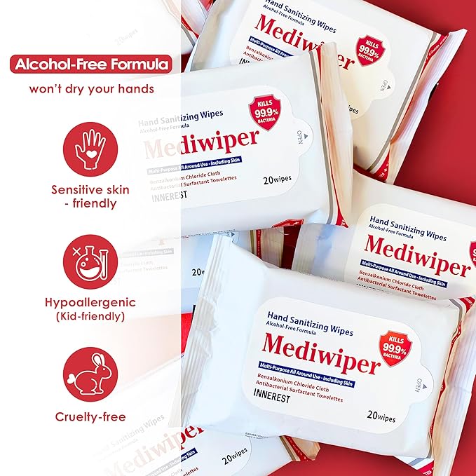 80ct Unscnted Alcohol-Free Hand Sanitizing Wipes, Wet Wipe, Hand Sanitizer (320 Wipes (80 * 4))