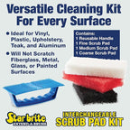 STAR BRITE Scrub Pad Kit - 3 Different Textured Scouring Pads & Interchangeable Handle (040023PW)