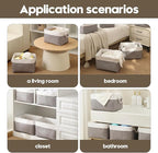 Storage Basket for Organizing - 15.7x11.8x8.2 inch Large 3 Pack Collapsible Storage Bins for Shelves, Fabric Storage Cubes for Gift Closet Linen Organization (White & Grey)