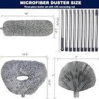 20+ Ft High Reach Ceiling Fan Duster & Cobweb & Corner Brush Duster with 3-14 ft Spliceable Pole Microfiber Feather Duster for Spider Web, High Ceiling, Blinds, Furniture Cleaning Tool Kit
