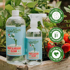 Rebel Green Fruit & Veggie Wash - Natural Produce Wash - Plant-Based Vegetable Wash Spray - Fruit and Vegetable Wash with No Aftertaste - Sustainable Food Wash - (34 oz Refill Bottles, 6 Pack)