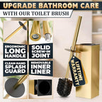 Stainless Steel Toilet Brush and Holder Set Gold & Square Design - Corrosion and Scratch-Resistant Gold Toilet Brush and Holder Set with Splash Protection - for Deep & Effective Bathroom Cleaning