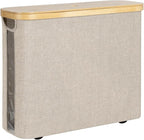 StorageWorks Toilet Paper Storage with Bamboo Lid, Toilet Paper Holder Basket for Up to 9 Mega or 12 Regular Size Rolls, Medium Paper Storage Baskets for Bathroom, Light Khaki, 1 Pack