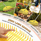 Leaf Rake - 17" Wide Nylon Plastic Head,65" Adjustable Handle,Heavy Duty for Leaves,Grass,Pine Needle,Mulch, Small Debris,Lawn-Friendly Tines,Lightweight for Women,Seniors & Kids