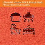 Non-Scratch Scouring Pads with Handle, Reusable Cleaning Scrubbers, Heavy Duty Scrubbing Pads for Cleaning Pans, Pots, Ovens, Grills, Griddles- 5 Scrub Pads and 1 Handle