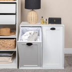 Household Essentials Laundry Sorter Cabinet, Scandi White Finish