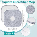 4 Pack 8.6" Square Microfiber Mop Pads Refills, Machine Washable, Highly Absorbent, Compatible with for True & Tidy Spin Mop and Most Square Spin Mops & Bucket