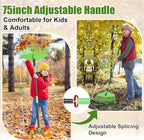 Plastic Rake for Leaves - Lightweight Outdoor Garden Rakes for Leaves,Grass,Pine Needle,Gentle Sweep Leaf On Lawn Yard, 75" Adjustable Long Handle for Gardening Camping