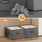 Foyego Shoe Organizer for Closet, 2 Pack Shoe Storage Organizer with Wheels and Adjustable Dividers, Stackable Shoe Storage Box with Clear Cover, Closet Shoe Organizer Fits up to 16-32 Pairs, Gray