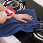 Homaxy 100% Cotton Oversized Waffle Weave Kitchen Dish Towels, Ultra Soft Absorbent Quick Drying Cleaning Towel, 20 x 28 Inches, 4-Pack, Navy Blue