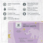 Grab Green Baby Laundry Dryer Sheets, 160 Sheets, Dreamy Rosewood Scent, Plant Based, Softens Clothing and Linens, Reduces Static Cling