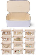 Vlando Jewelry Travel Case,Travel Jewelry Organizer with Clear Velvet Jewelry Bags 12Pcs Zipper Pouch for Women Earrings Organizers-Purple