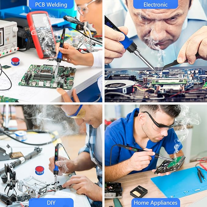 Soldering Iron Kit, 90W LED Digital Soldering Gun kit with Ceramic Heater, 110V Adjustable Temperature Solder Welding Iron Kits, Auto-sleep, Thermostatic Design, Black