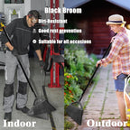 Heavy Duty Broom Outdoor Indoor, Upgraded Commercial Angle Brooms, Black Broom for Sweeping House, Restaurant, Kitchen, Garage, Courtyard