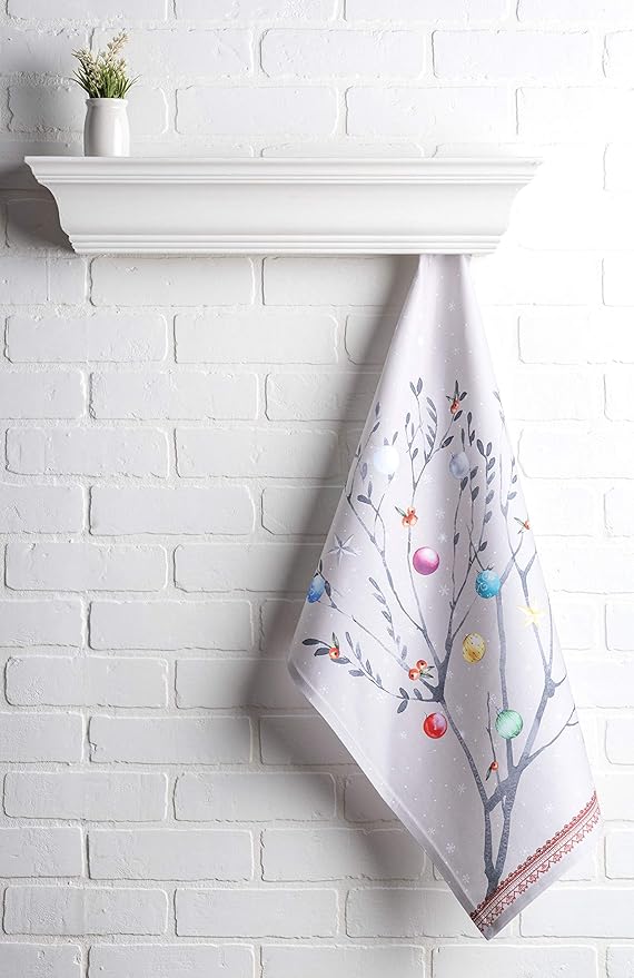 Maison d' Hermine Kitchen Towels Set of 3 100% Cotton 27.50" x 20" Reusable Cloth Tea Dish Towels Absorbent with Hanging Loop for Kitchen, Home, Dining, Cocktail Parties (Fairy Christmas)