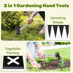 Weed Puller Tool 2 Pack, 2 in 1 Manual Weeding Rake and Garden Hoe, 17" Uprooting Weeder Remover Tool for Yard Lawn Patio and Garden, Portable Gardening Hand Tools for Veggies Flower Planting