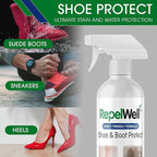 Shoe & Boot Stain & Water Repellent (12oz) Eco-Friendly, Pet-Safe Spray Keeps Fabric, Leather & Suede Clean & Dry