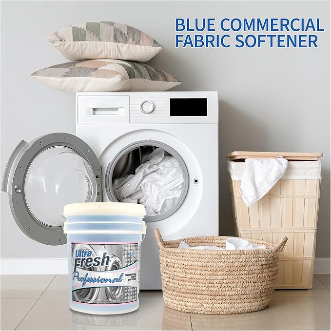 Ultra Fresh Professional 5 Gal Fabric Softener for Commercial Washing Machines, Liquid Laundry Softener, Up to 640 Loads, Blue Spring Fresh Fragrance