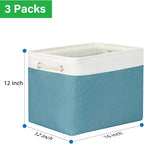 Bidtakay Large Storage Baskets for Shelves 3 Pack 16x11.8x11.8 Inch Storage Bins for Organizing Fabric Storage Cubes for Closet Clothes Basket Laundry-White&Teal