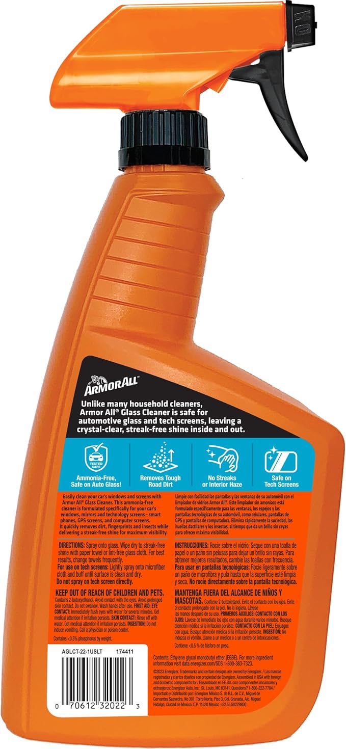 Armor All Liquid Auto Glass Cleaner by Armor All, Glass Cleaners for Cars, Trucks, 22 Fl Oz Each