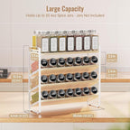 MUDEELA 4 Tier Spice Rack Organizer for Cabinet,Wooden Vertical Spice Shelf, Seasoning Organizer for Countertop, Kitchen, Pantry, Freestanding, 13.4" W × 11.2" H (No Jars Included), White