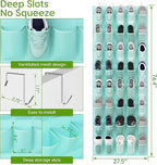 Unjumbly Over the Door Shoe Organizer with 40 Large Breathable Mesh Pockets, Space Saving Shoe Holder, Hanging Shoe Rack for Entryway Bedroom Closet Storage (Mint Blue, 40 Pockets)