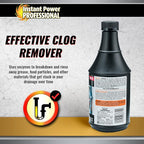 Instant Power Professional Heavy Duty Drain Opener – Sink Drain Cleaner Clog Remover, Drain Defense for Sinks, Made in USA, Shower Drain Cleaner and Deodorizer – 20 Fl Oz