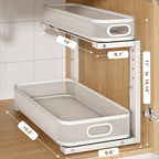 2 Pack 19.3IN-Depth Under Sink Organizer with Smooth Cylindrical Rail,2-Tier Pull Out Multi-Purpose Cabinet Storage for Bathroom&Kitchen,Height Adjustable,Rust-Resistant Coating-Gun Gray